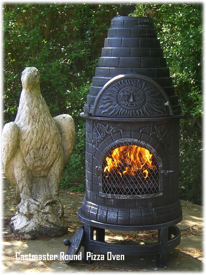 CASTMASTER OUTDOOR PATIO ROUND PIZZA OVEN CAST IRON CHIMINEA CHIMENEA